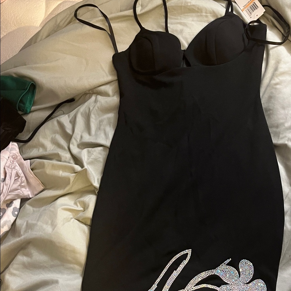 City Studio Black Dress with Silver Accents